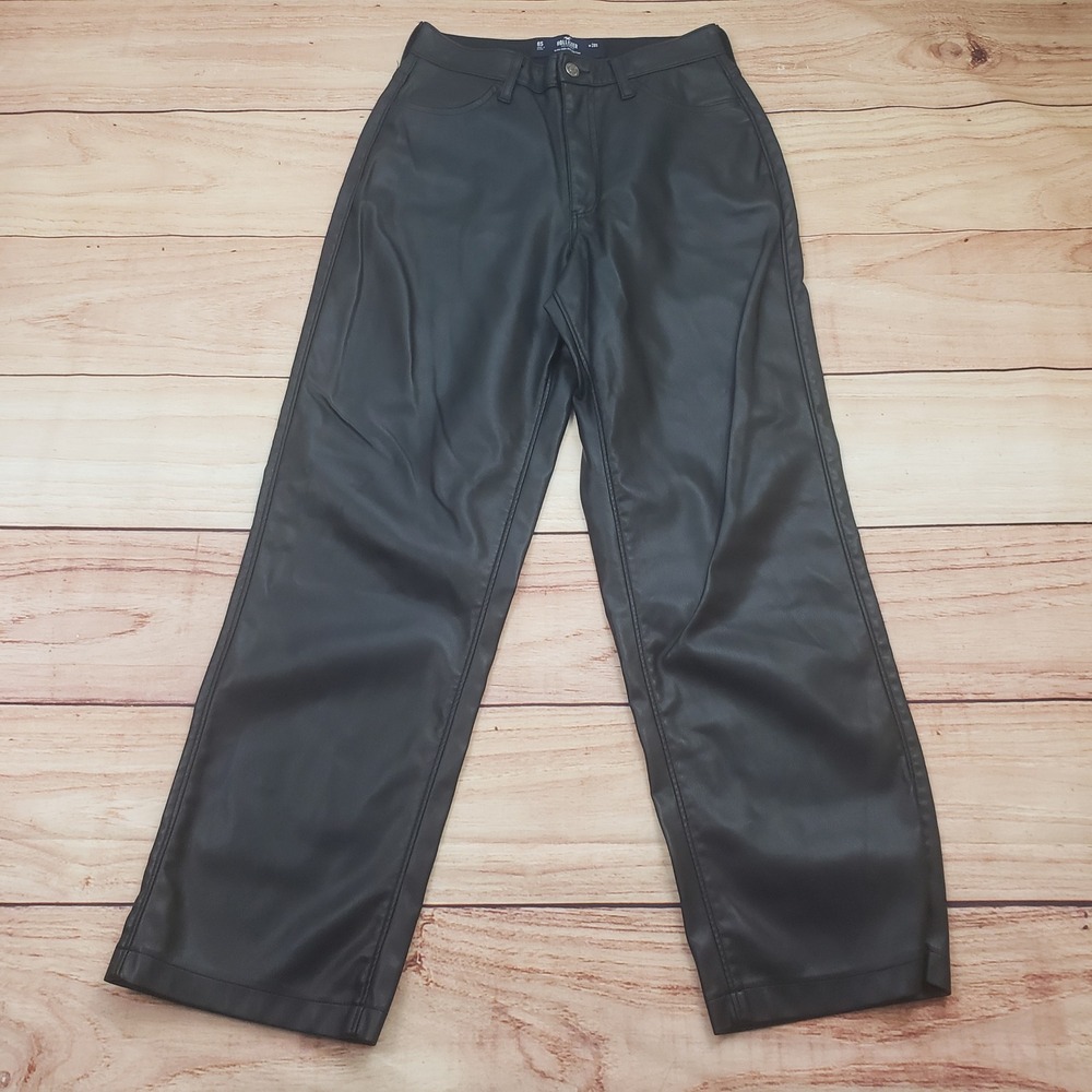 Hollister Pants Womens 6s‎ Black Faux Leather High Rise Dad Pant Wide Leg Ladies